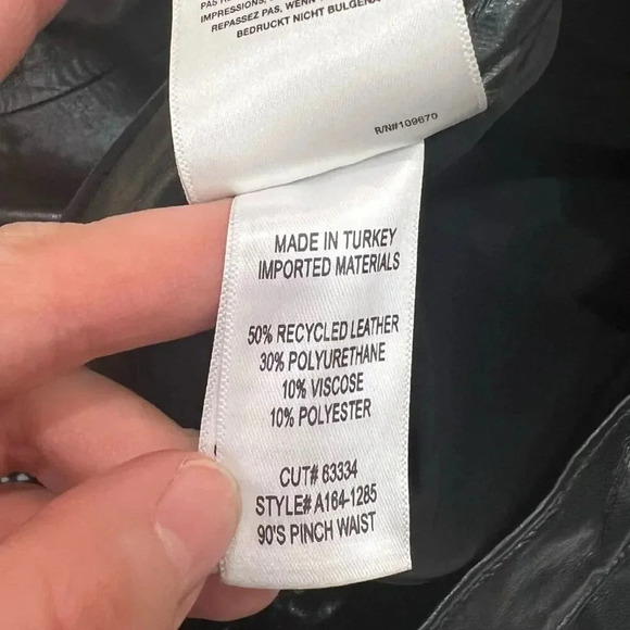 AGOLDE Black Recycled Leather 90's Pinch Waist Straight Leg Pants 31 - Picture 5 of 6